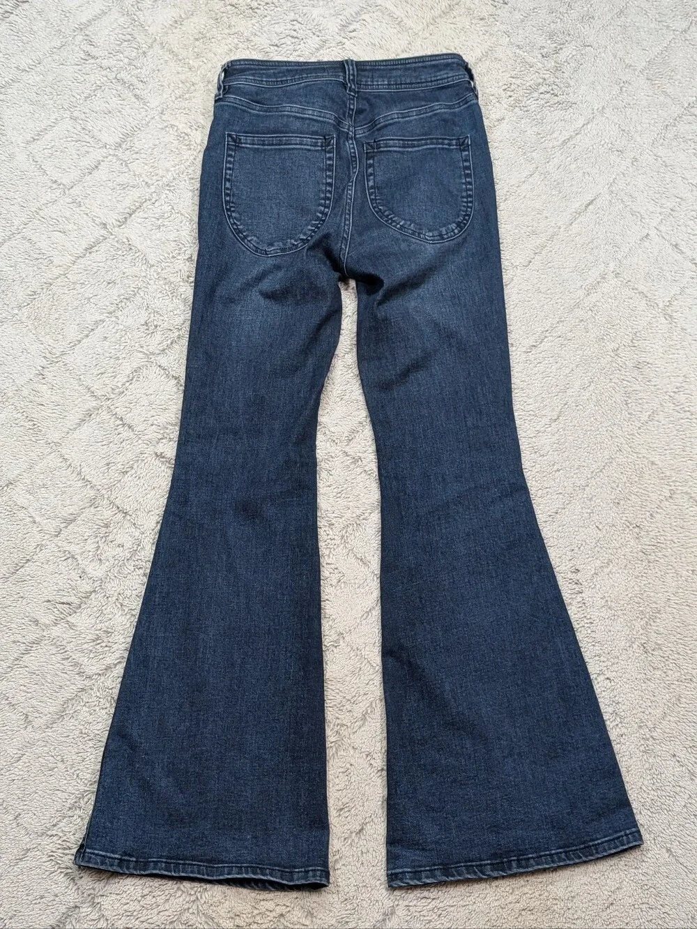 Free People Jeans Womens 25 Blue Penny Mid Rise Flare Cotton Stretch Retro Boho